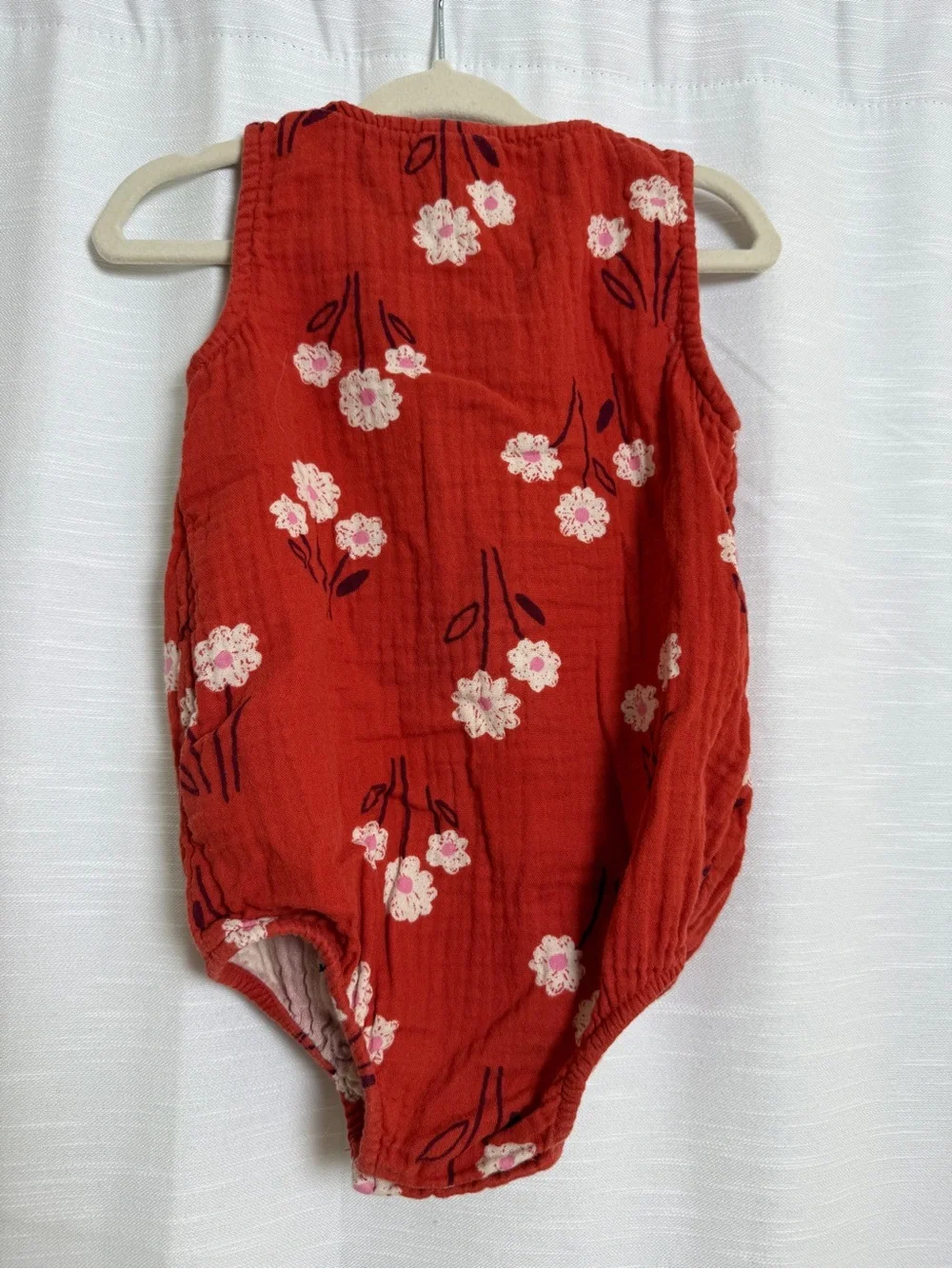 Cat & Jack Baby Girls Floral Muslin Bubble Romper Rust Orange | Size 18M